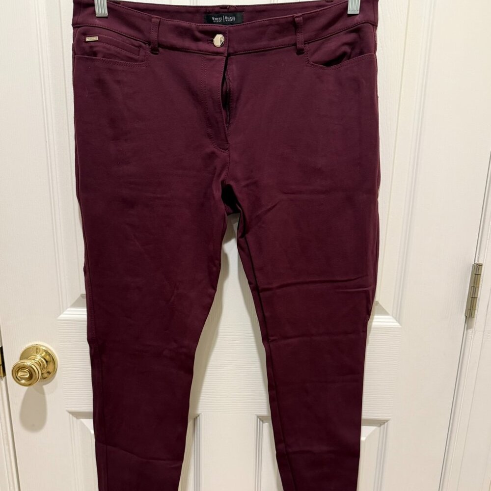 White House Black Market Skinny Leg Pants – Size 12 – Burgundy/Wine**